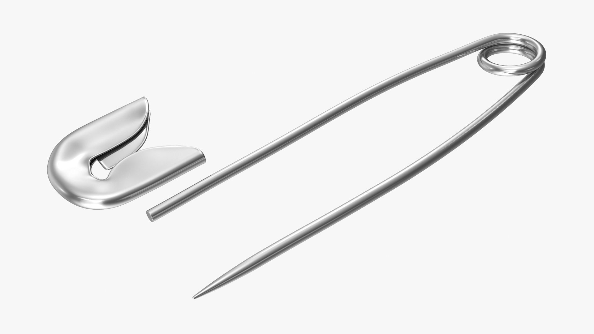 Safety Pin Open Low-poly 3D model_8