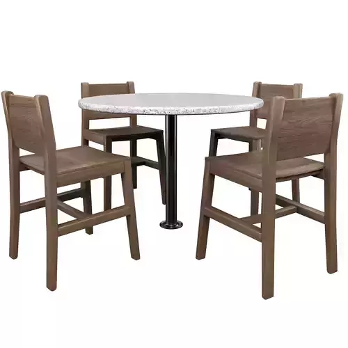 Table Wiht Chairs Low-poly 3D model