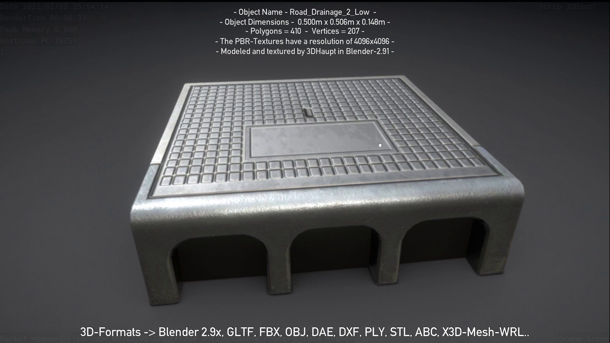 Road Drainage 2 Low Poly Version Low-poly 3D model_69