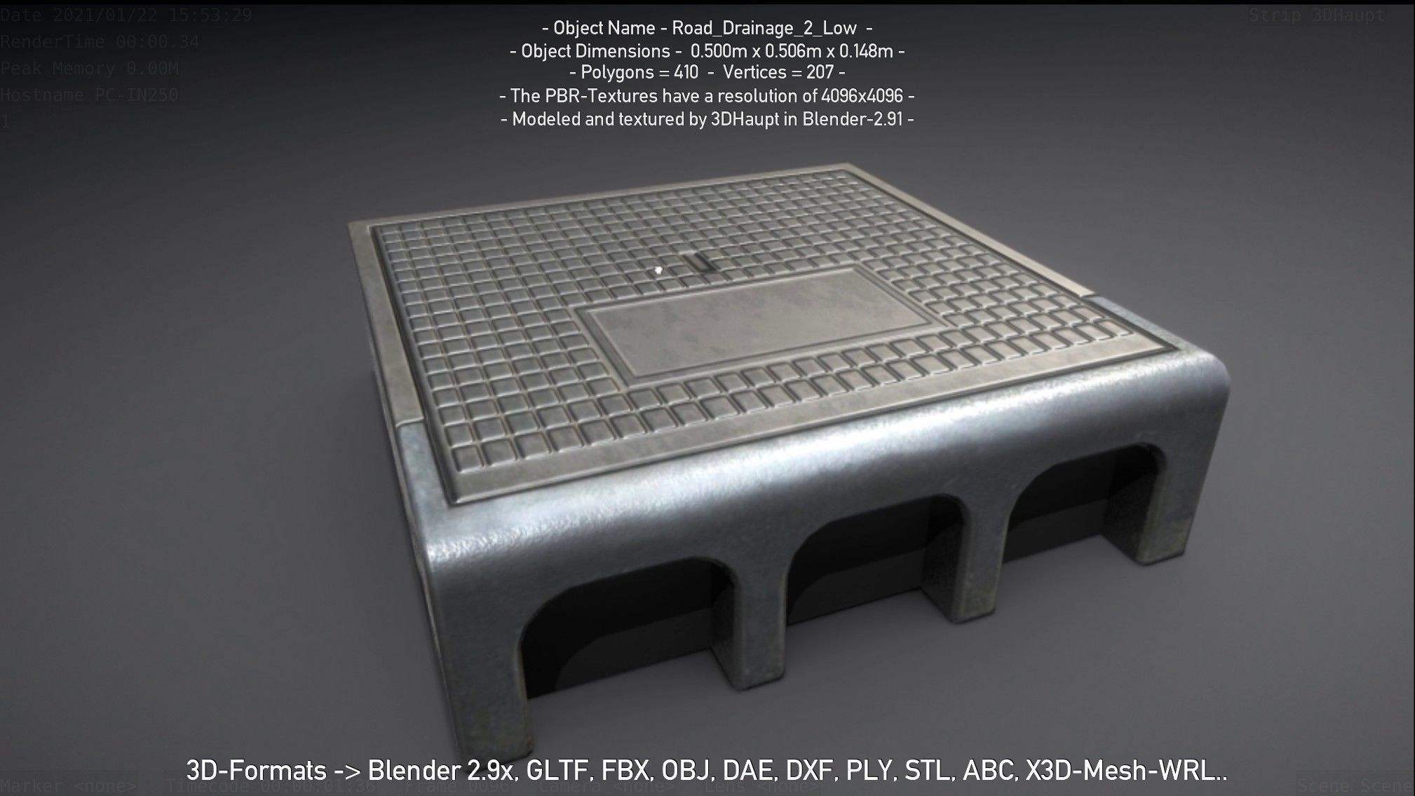 Road Drainage 2 Low Poly Version Low-poly 3D model_16