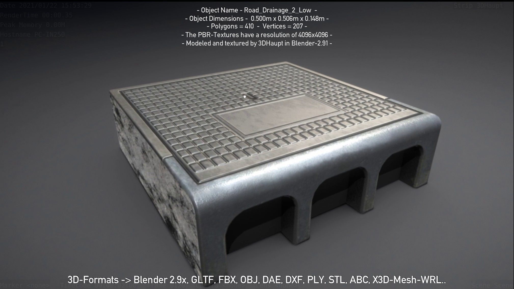 Road Drainage 2 Low Poly Version Low-poly 3D model_3