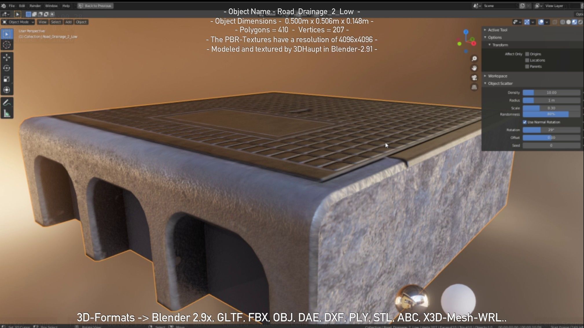 Road Drainage 2 Low Poly Version Low-poly 3D model_9