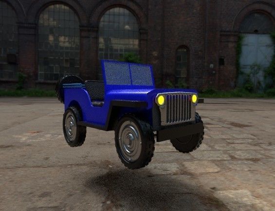 Old jeep Low-poly 3D model_1
