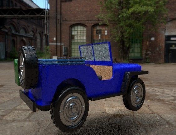 Old jeep Low-poly 3D model_4