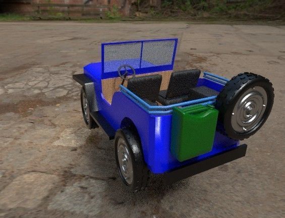 Old jeep Low-poly 3D model_2