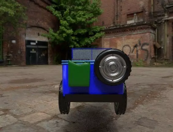 Old jeep Low-poly 3D model_0