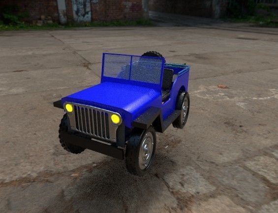 Old jeep Low-poly 3D model_8