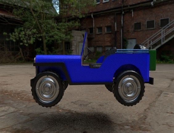 Old jeep Low-poly 3D model_3