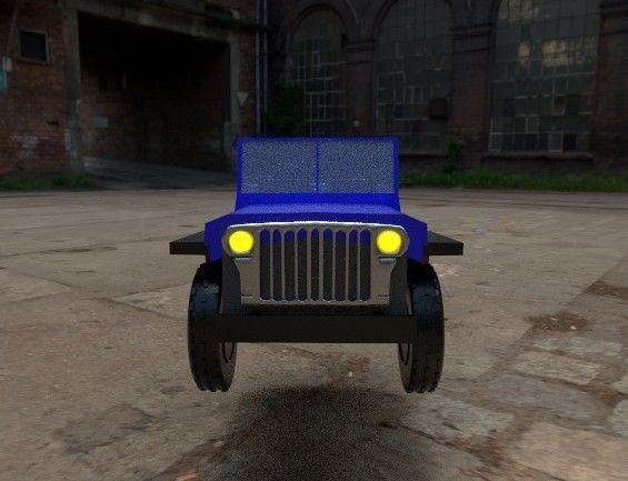 Old jeep Low-poly 3D model_9