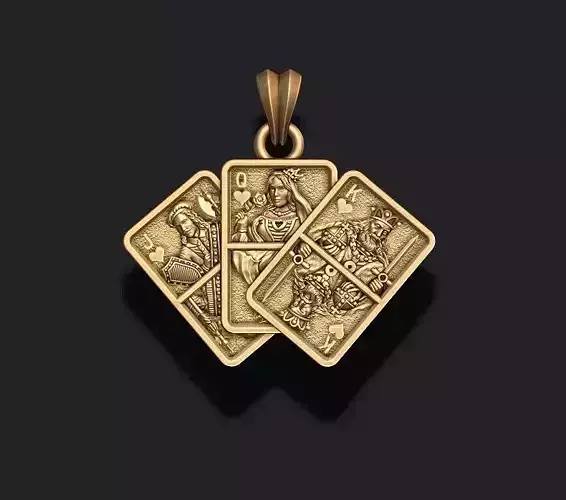 Pair of heart Jacks Queens Kings playing cards pendant