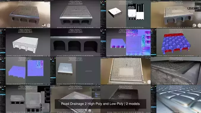 Road Drainage 2 High-Poly and Low-Poly 3D Model Collection