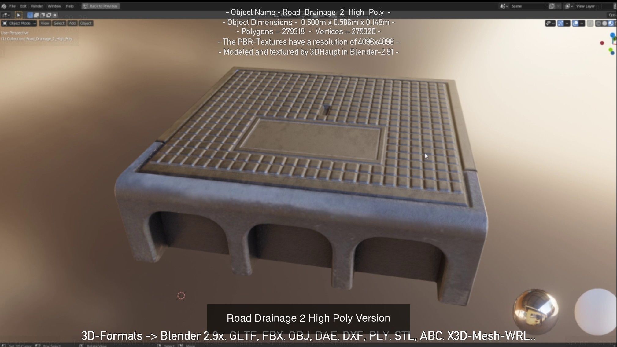 Road Drainage 2 High-Poly and Low-Poly 3D Model Collection_4