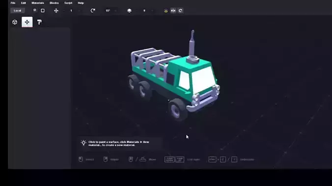 low poly lory truck