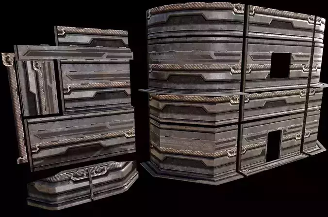 sci fi walls - modular  Low-poly 3D model