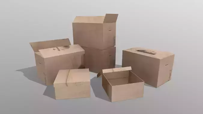 Cardboard boxes Free low-poly 3D model