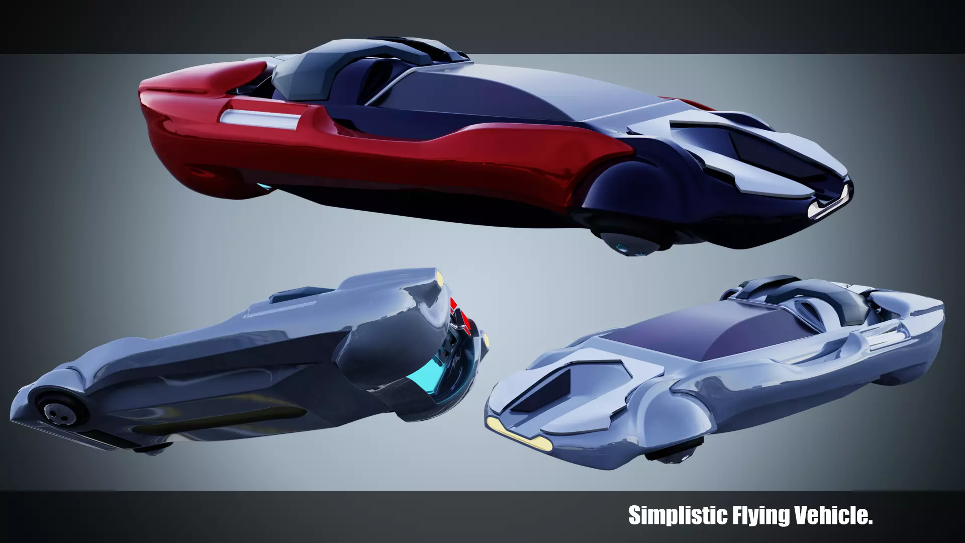 Simplistic Flying Vehicle - nr12 Low-poly 3D model_0