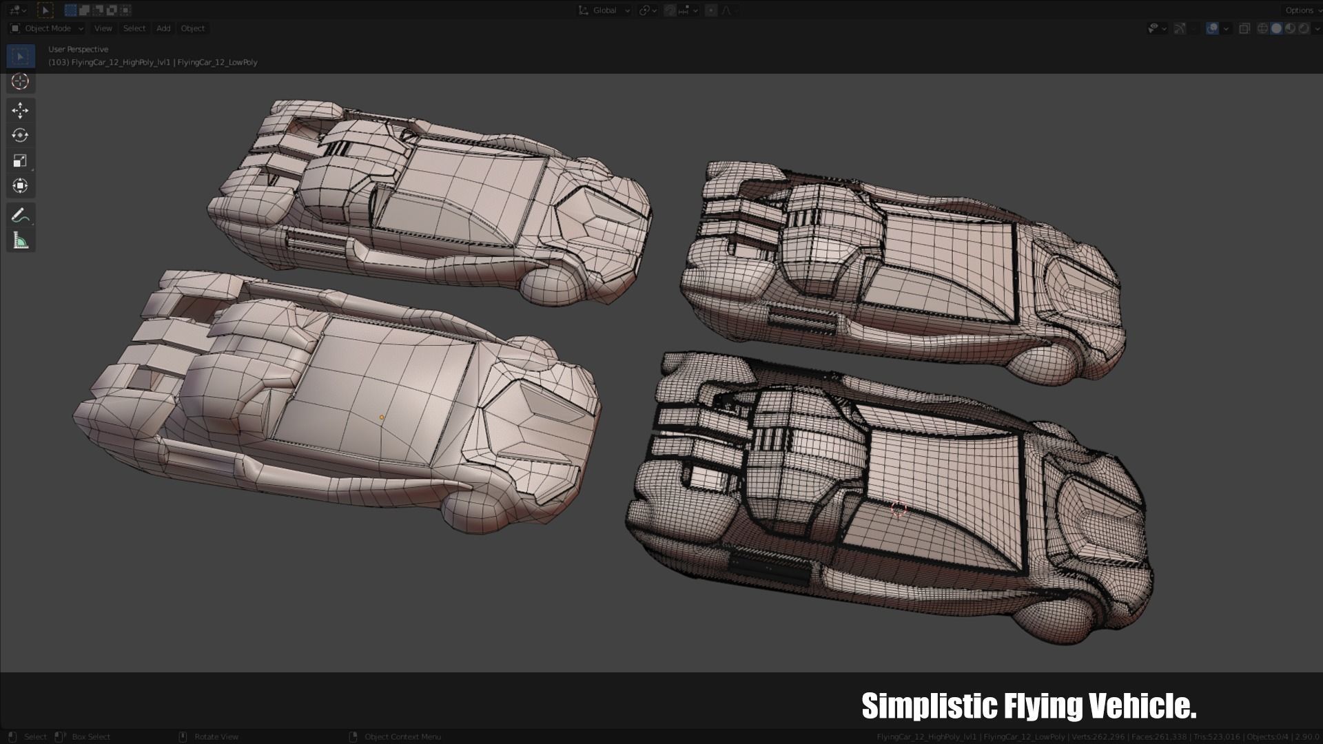 Simplistic Flying Vehicle - nr12 Low-poly 3D model_15