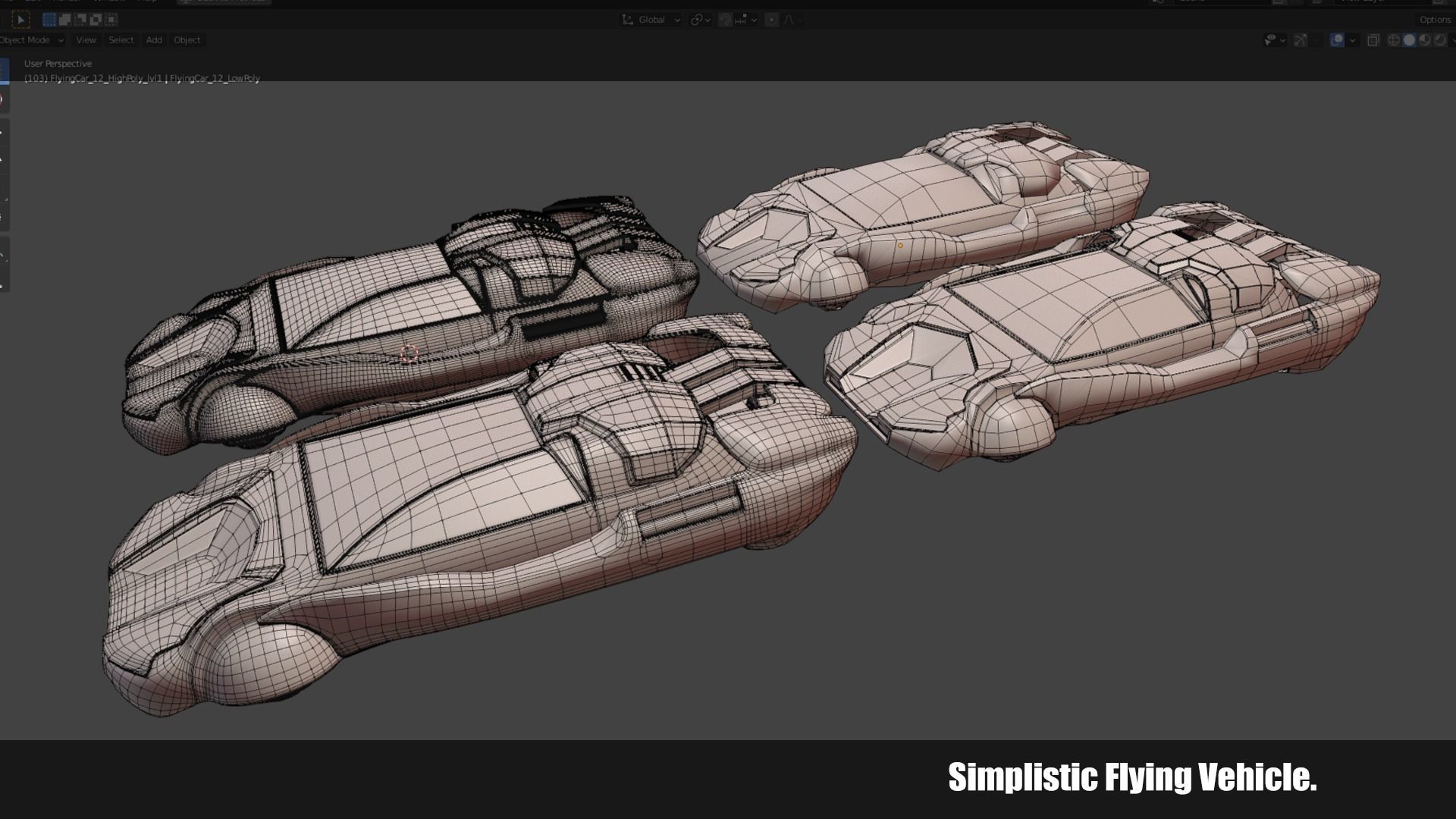 Simplistic Flying Vehicle - nr12 Low-poly 3D model_14