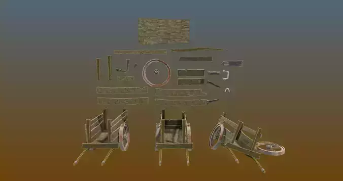 Customizable Horse Wagon Game Asset