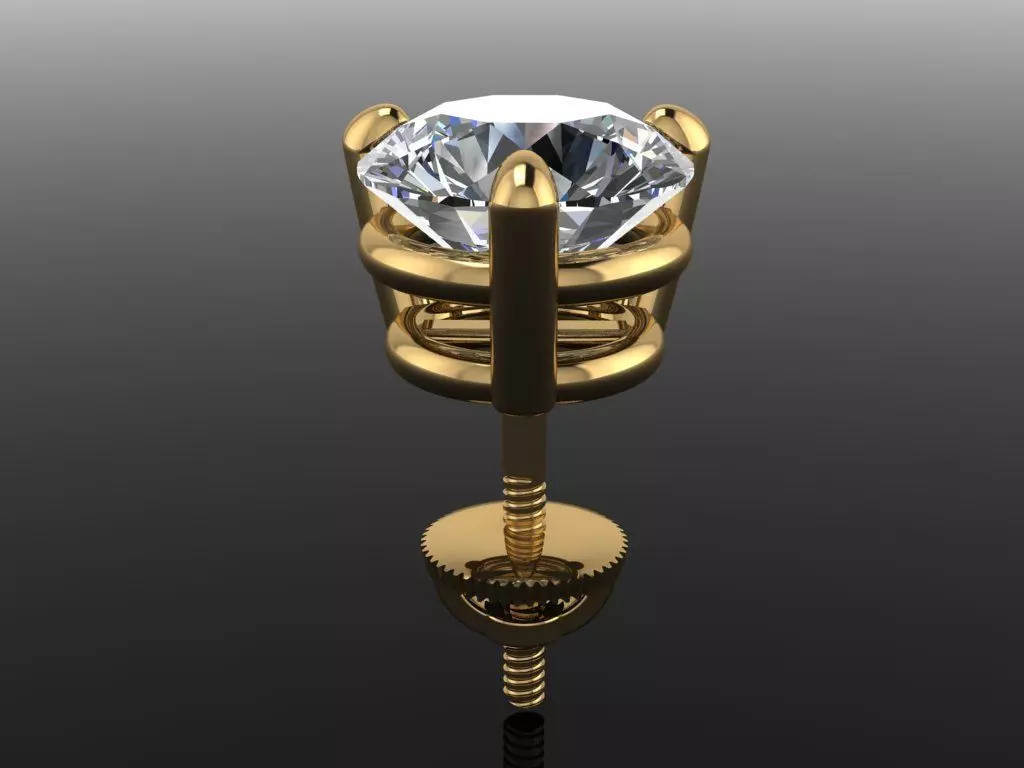 3 Prong Solitaire Earring Stud Basket 6mm50 3D print model