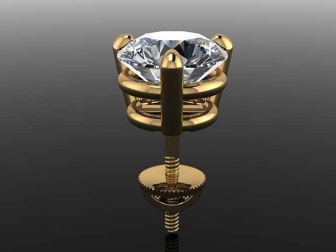 3 Prong Solitaire Earring Stud Basket 6mm50 3D print model