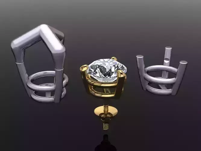 3 Prong Solitaire Earring Stud Basket 7mm