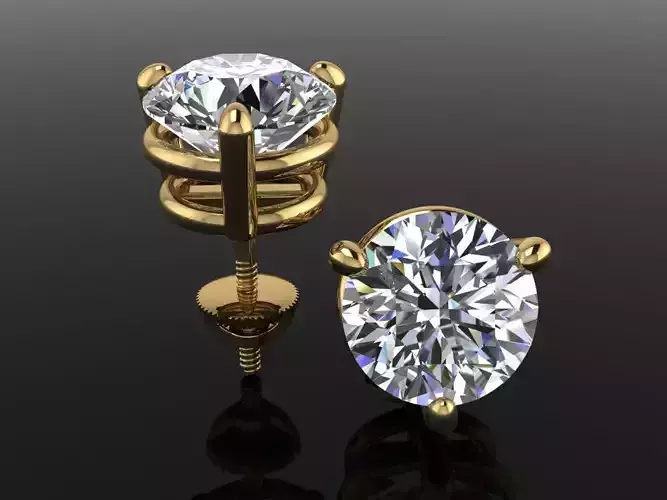 3 Prong Solitaire Earring Stud Basket 7mm50