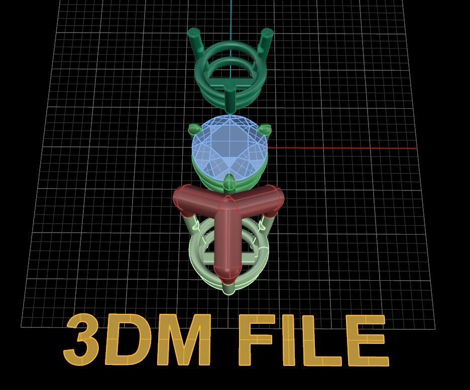 3 Prong Solitaire Earring Stud Basket 8mm 3D print model_8