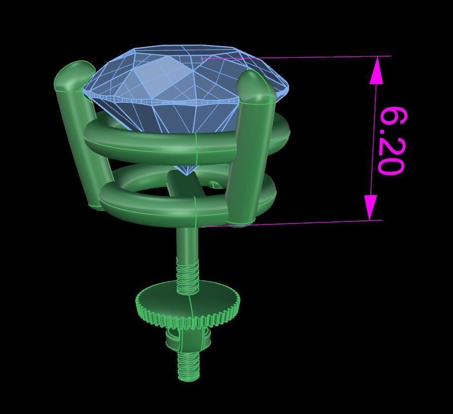 3 Prong Solitaire Earring Stud Basket 8mm 3D print model_5
