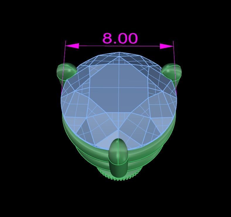 3 Prong Solitaire Earring Stud Basket 8mm 3D print model_6