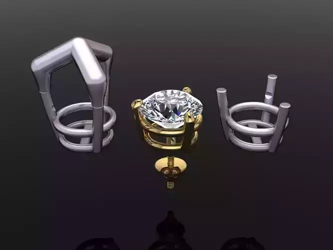 3 Prong Solitaire Earring Stud Basket 8mm