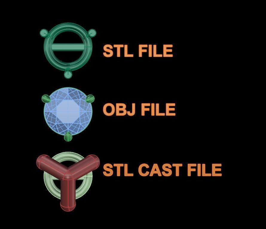 3 Prong Solitaire Earring Stud Basket 8mm 3D print model_7