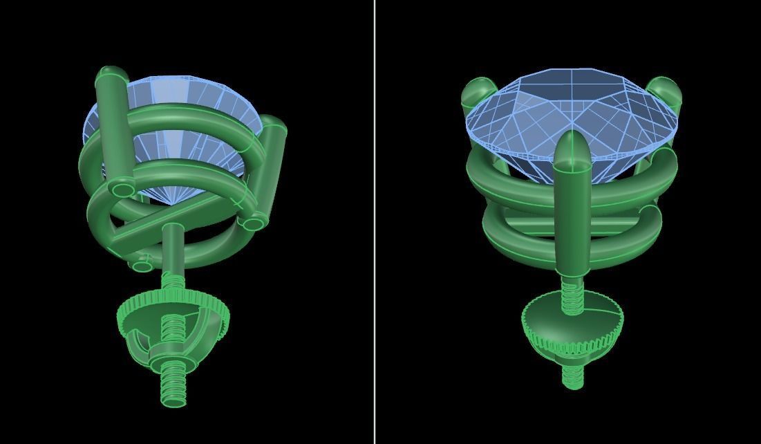3 Prong Solitaire Earring Stud Basket 8mm 3D print model_10