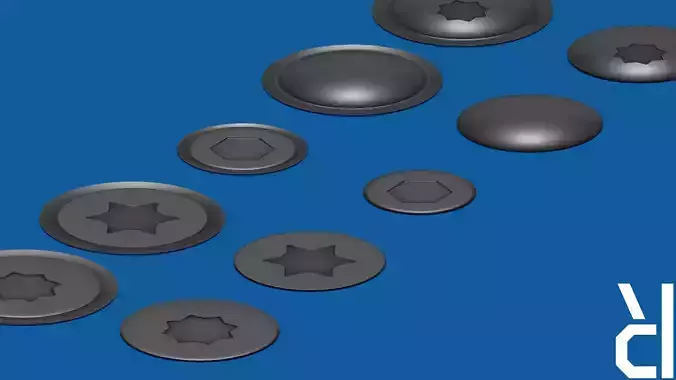 5 Industrial Screw Decals Plus Blend file