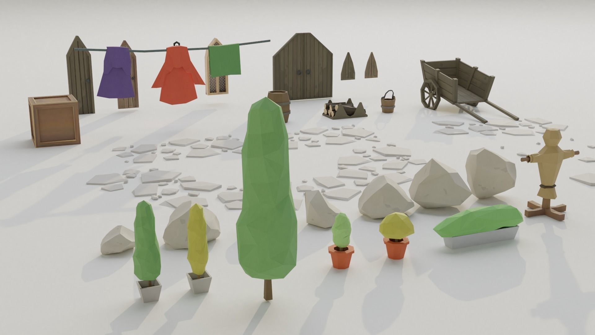 Elf Village pack Low-poly 3D model_5