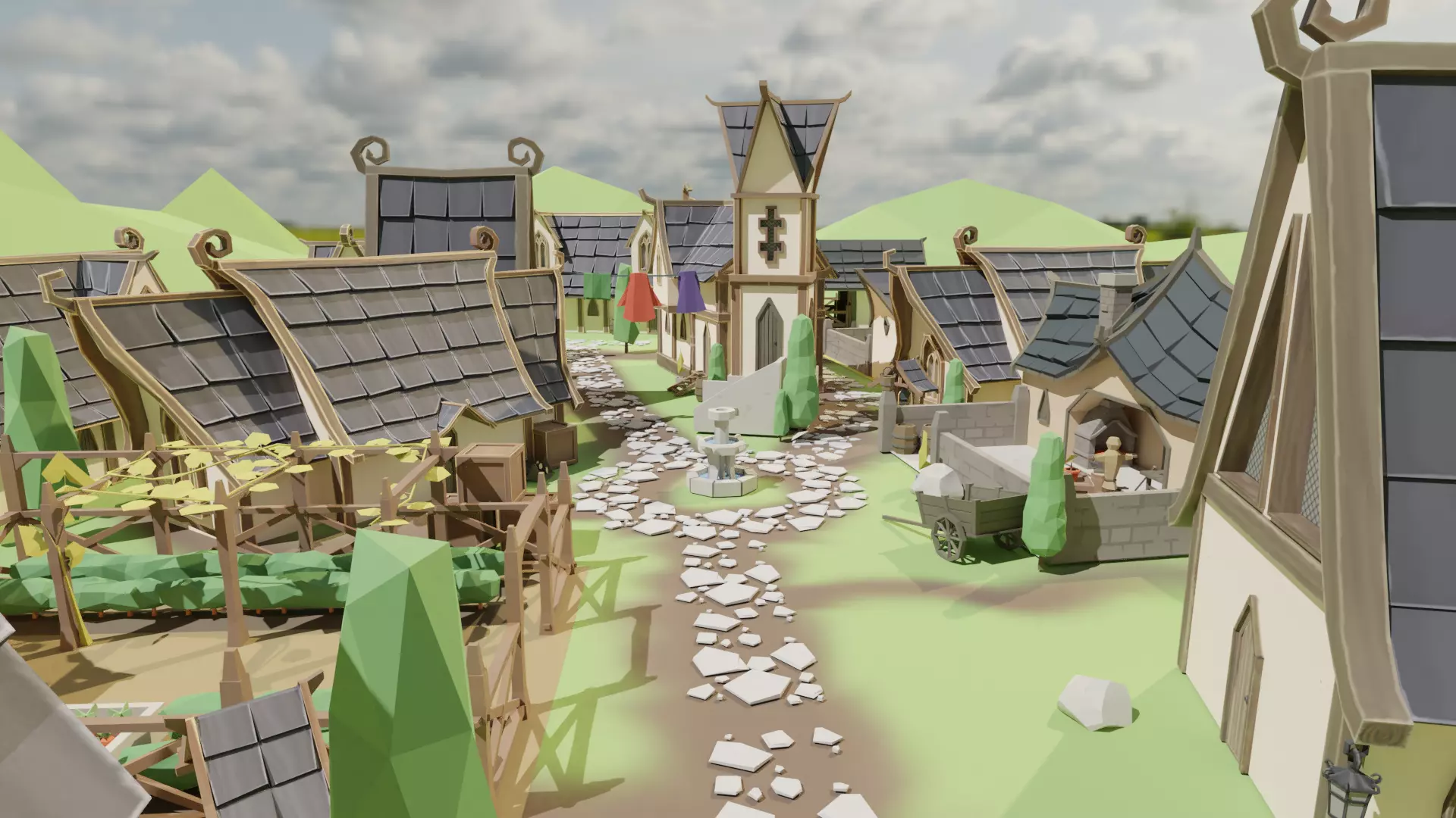 Elf Village pack Low-poly 3D model_0