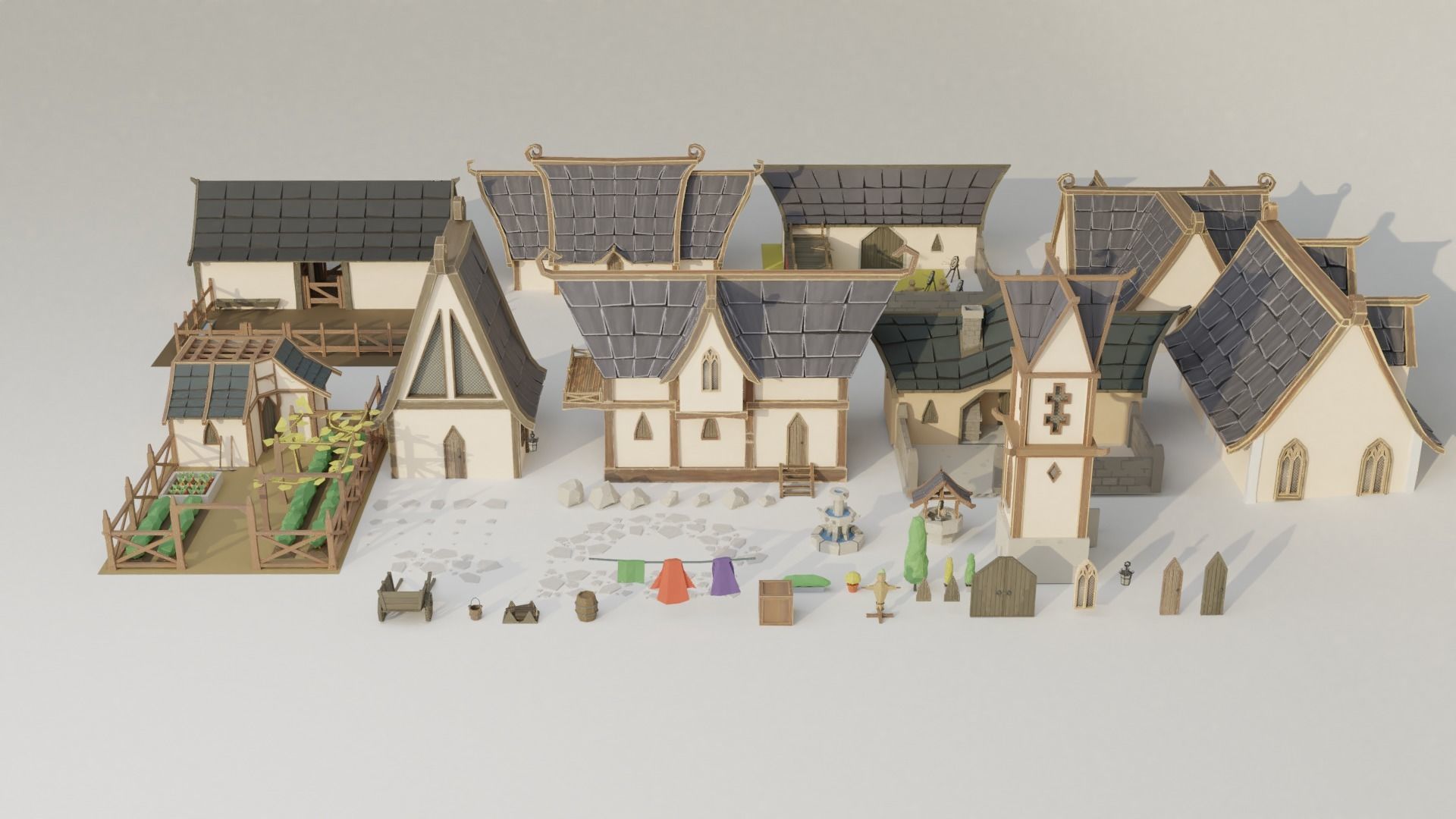 Elf Village pack Low-poly 3D model_2