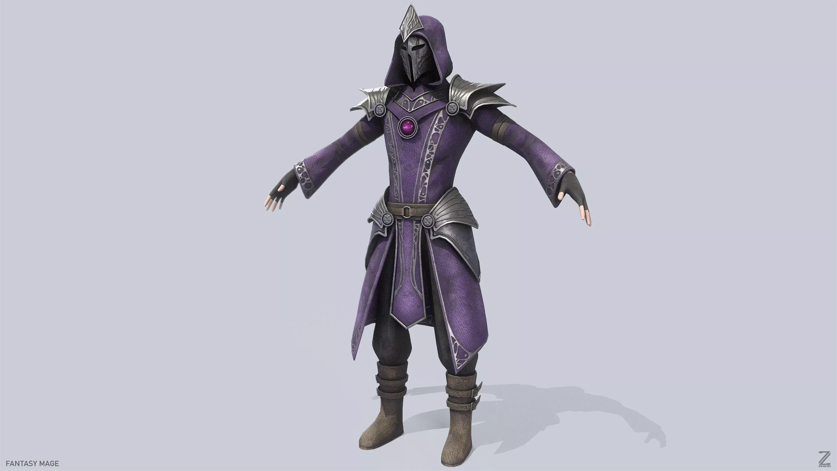Fantasy mage Low-poly 3D model