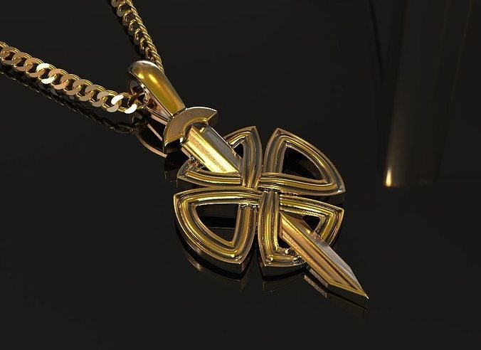 Shield knot and sword  viking pendant 3D print model