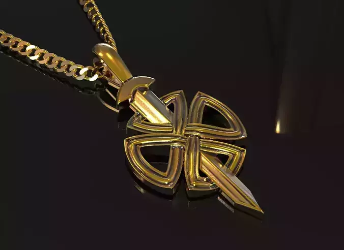 Shield knot and sword  viking pendant 3D print model