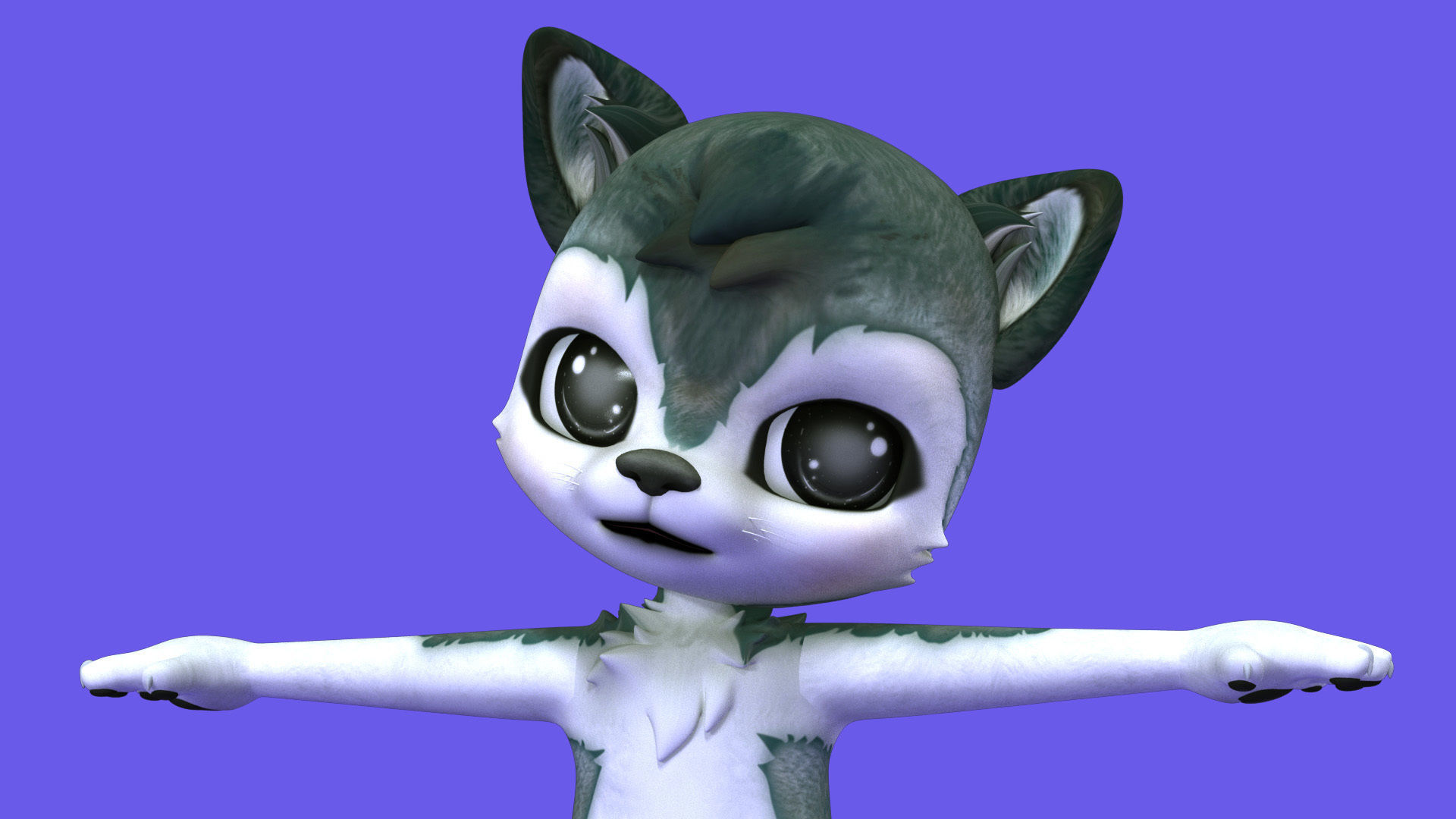 Chibi Wolf Cub 3D Model 3D model_4