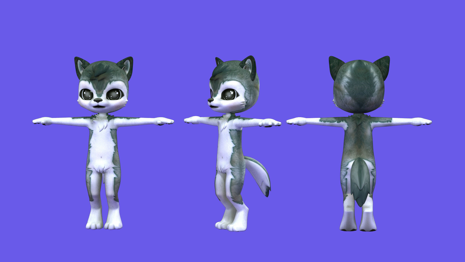 Chibi Wolf Cub 3D Model 3D model_1