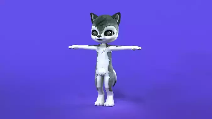 Chibi Wolf Cub 3D Model