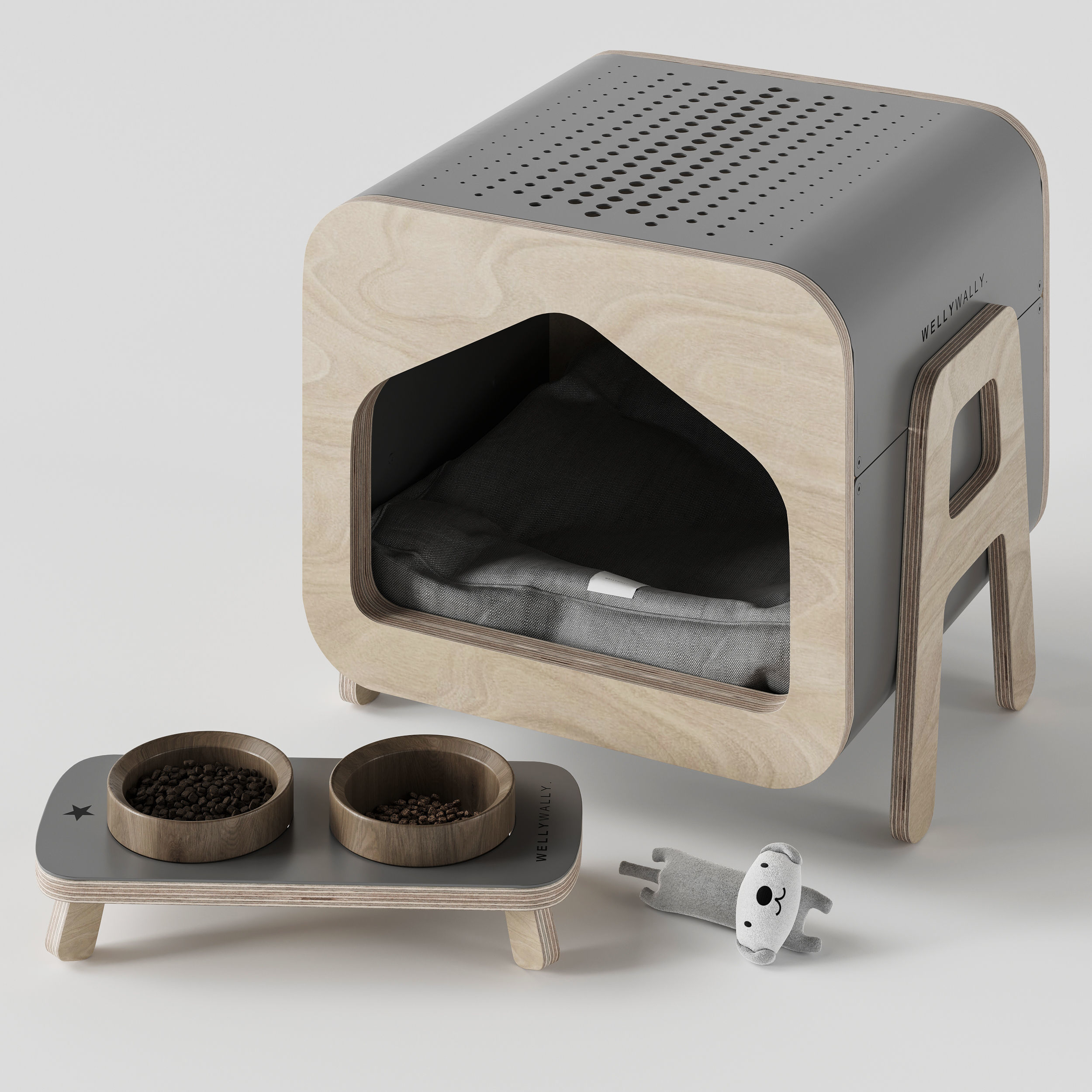 WeelyWally Oslo house and Toscana pet feeder 3D model_2