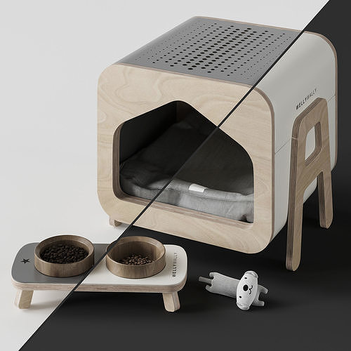 WeelyWally Oslo house and Toscana pet feeder 3D model 2