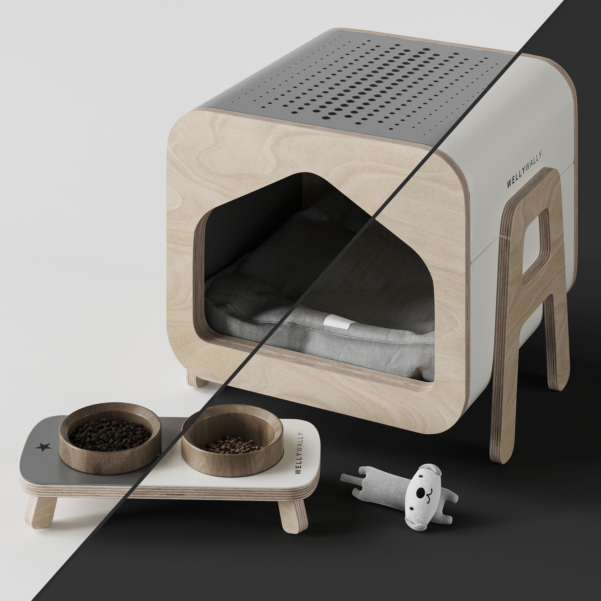 WeelyWally Oslo house and Toscana pet feeder 3D model_1