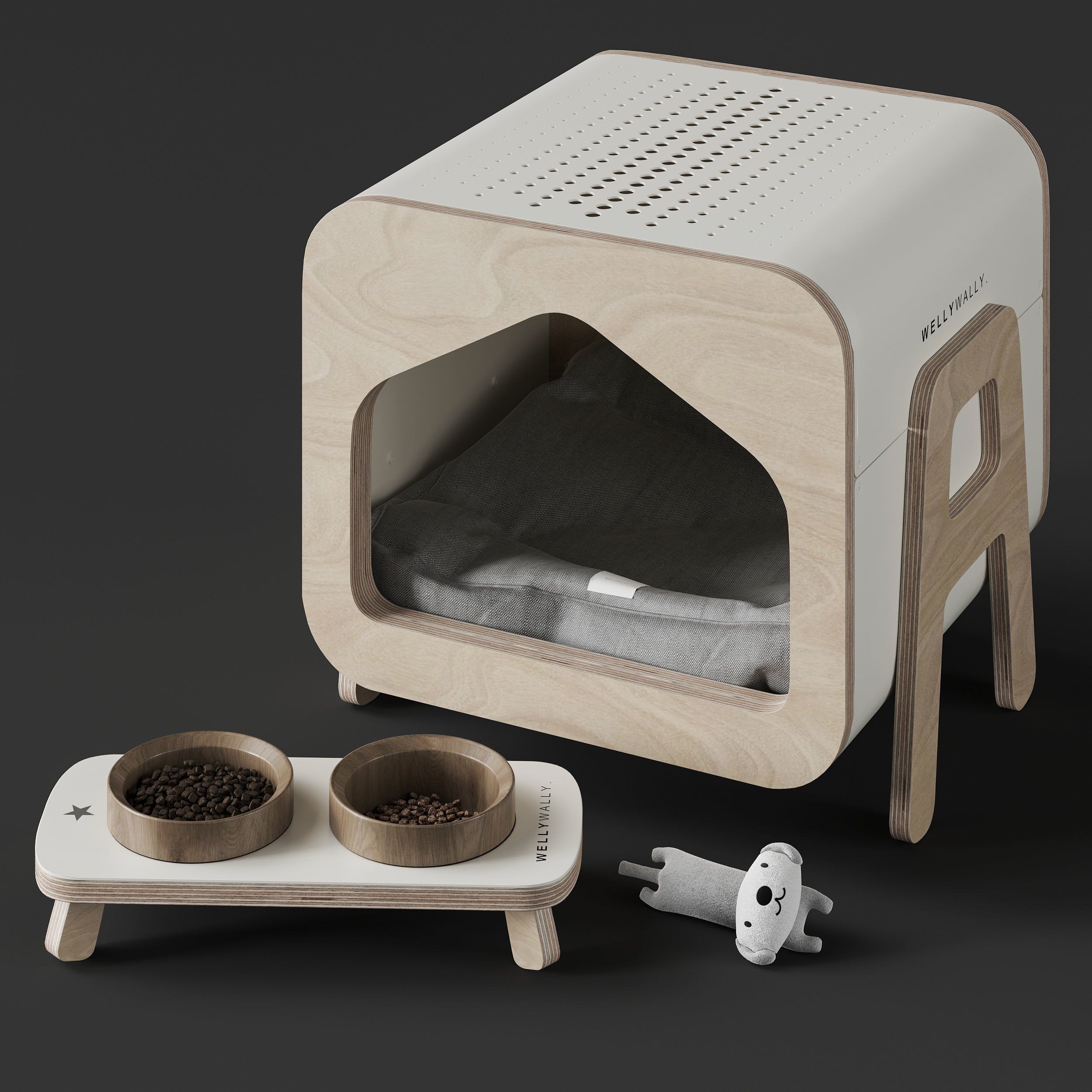 WeelyWally Oslo house and Toscana pet feeder 3D model_3
