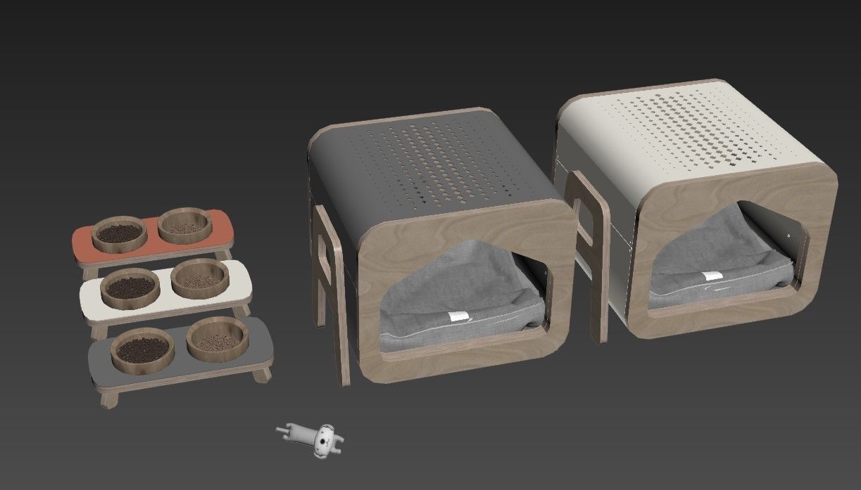 WeelyWally Oslo house and Toscana pet feeder 3D model_13