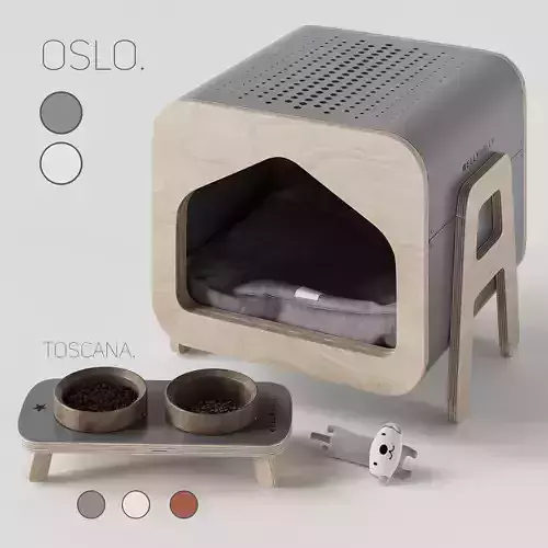 WeelyWally Oslo house and Toscana pet feeder 3D model
