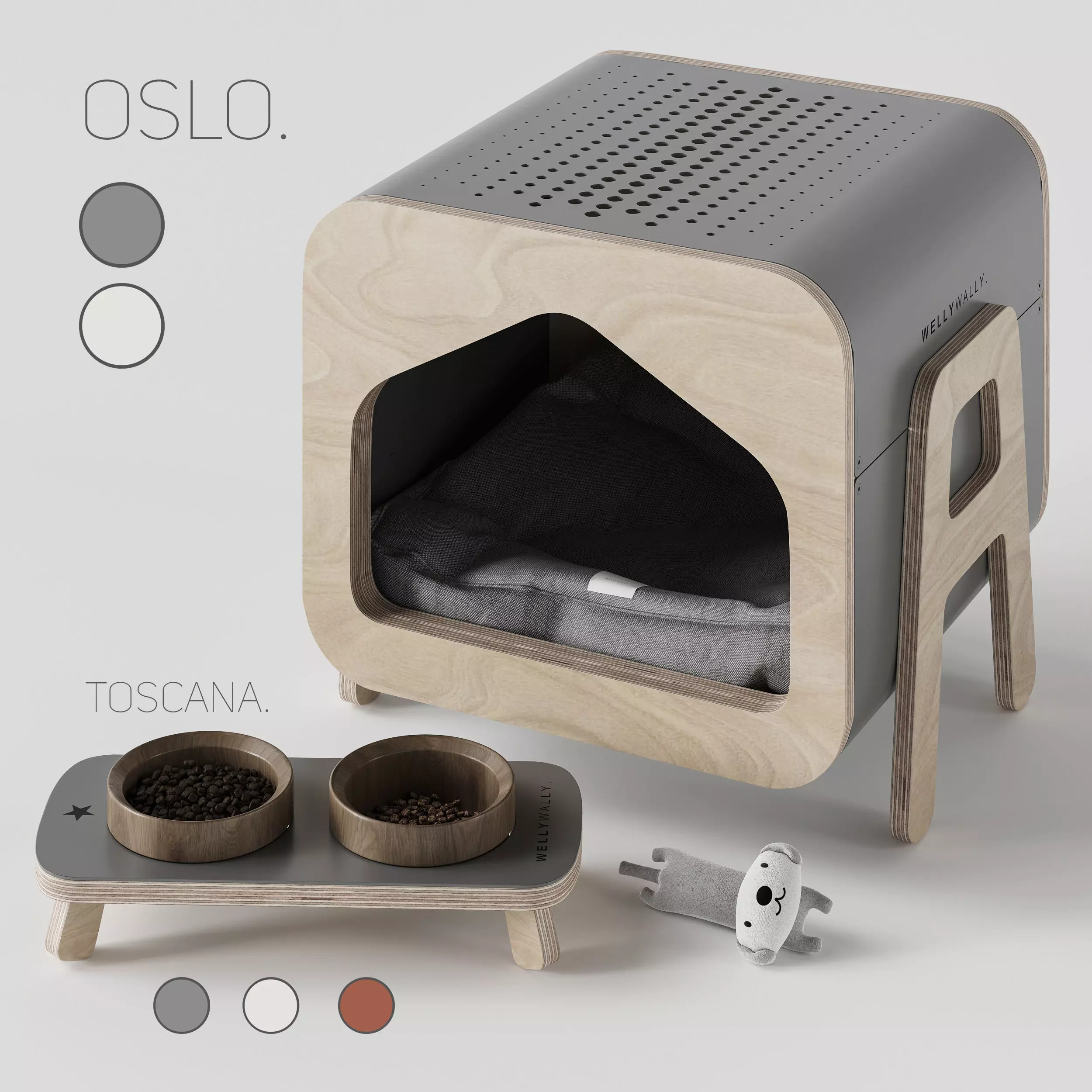 WeelyWally Oslo house and Toscana pet feeder 3D model_0